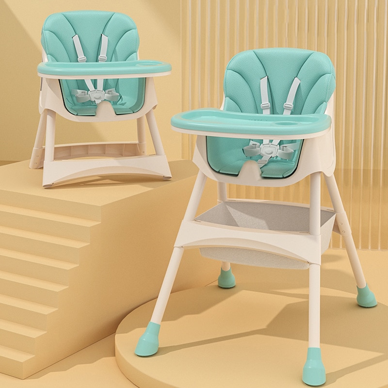 Dining Baby Chair Adjustable Children Dining Table And Chair Detachable Pocket Widened Seat Two Modes Are Suitable For 0-5Y